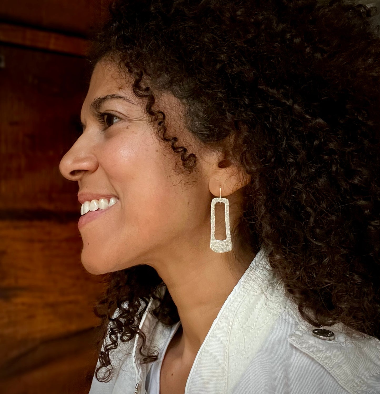The Marlow Earrings are striking, delicate and light. Each pair is carefully cut, filed and smoothed to a mirror finish. Clean regularly with polishing pad or soft cloth and mild soap Consciously made in New York