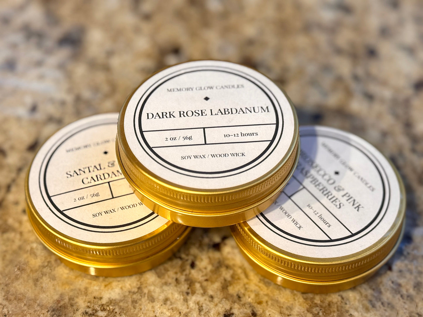 Memory Glow Candles has created a fantastic option when you're not sure which scent or scents to order, with the 'Candle Sampler Set'. Select 3 or 6 scents from a curated collection of best selling, hand poured, clean burning candles that are 'Made Better' certified. *Please message us with your scent choices listed below. Each 2oz. candle is in a lightweight tin container with a natural wood wick. Dedicated to those touched by Alzheimer's, a portion of each purchase goes towards the AFA.
