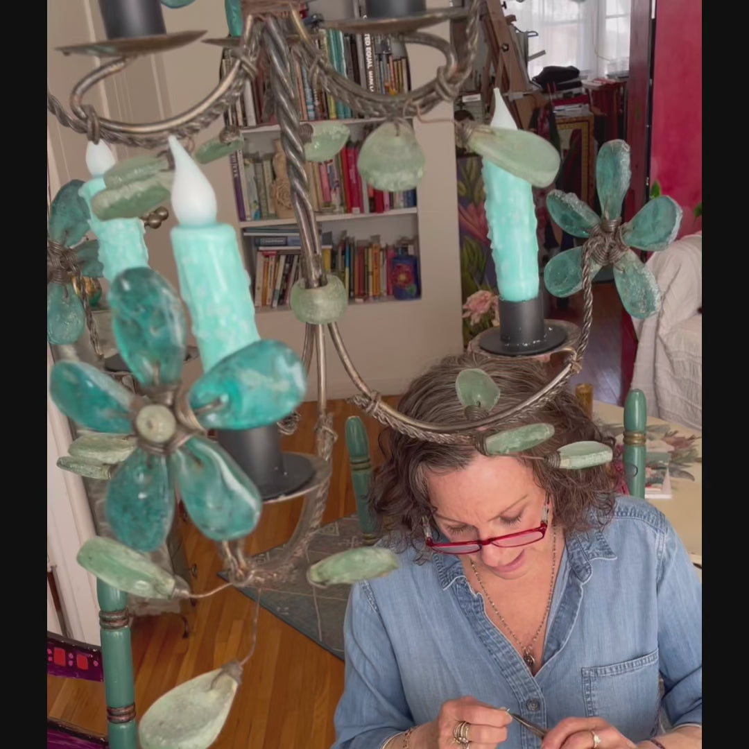 Load video: Artisan spotlight with jewelry artisan, Randi M.  Customers love her personalized pieces with her unique hand stamping technique and exquisite designs exclusively for MarVia Square.