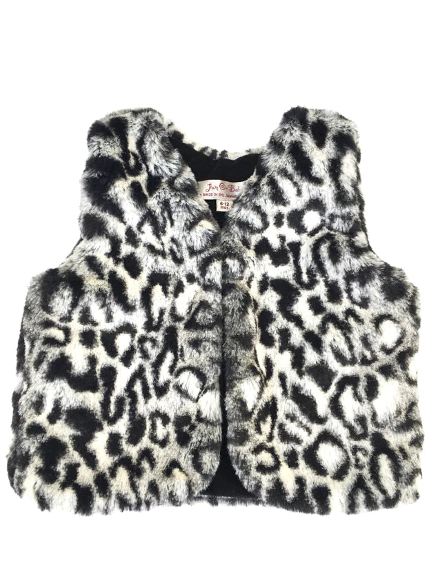 Oh so soft Reversible Leopard Cuddle Vests are the must haves for a little extra layer. Available in Brown Snow Leopard with solid dark brown on one side, white/cream/tan leopard print on the other. Black Snow Leopard has solid black with white/grey/black leopard print. Fabric covered hook and eye closures.